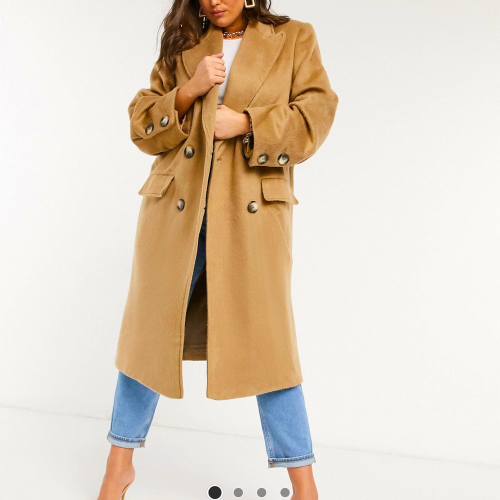 ASOS CURVE Long Camel Winter Coat
